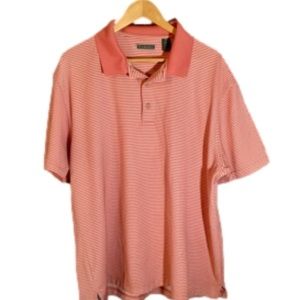 CUBAVERA Pink and White Striped Polo Shirt. Size XXL